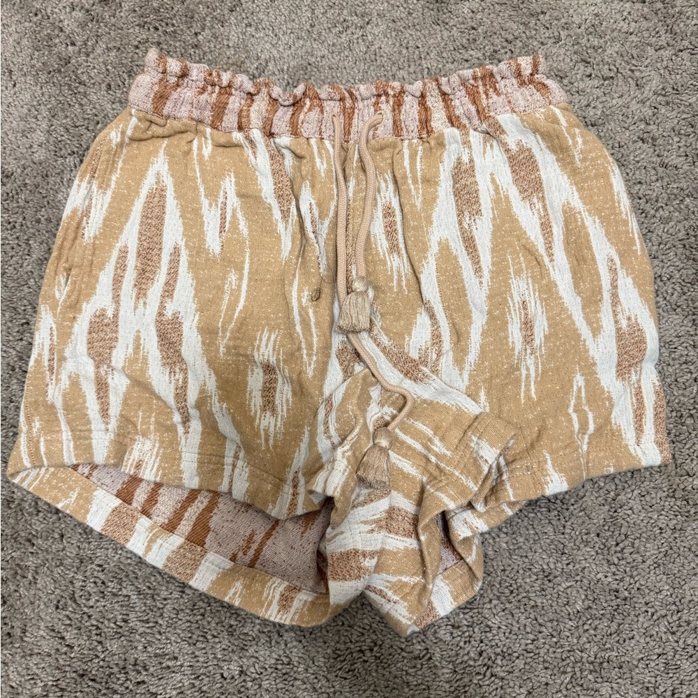 Tan and White Women's Shorts